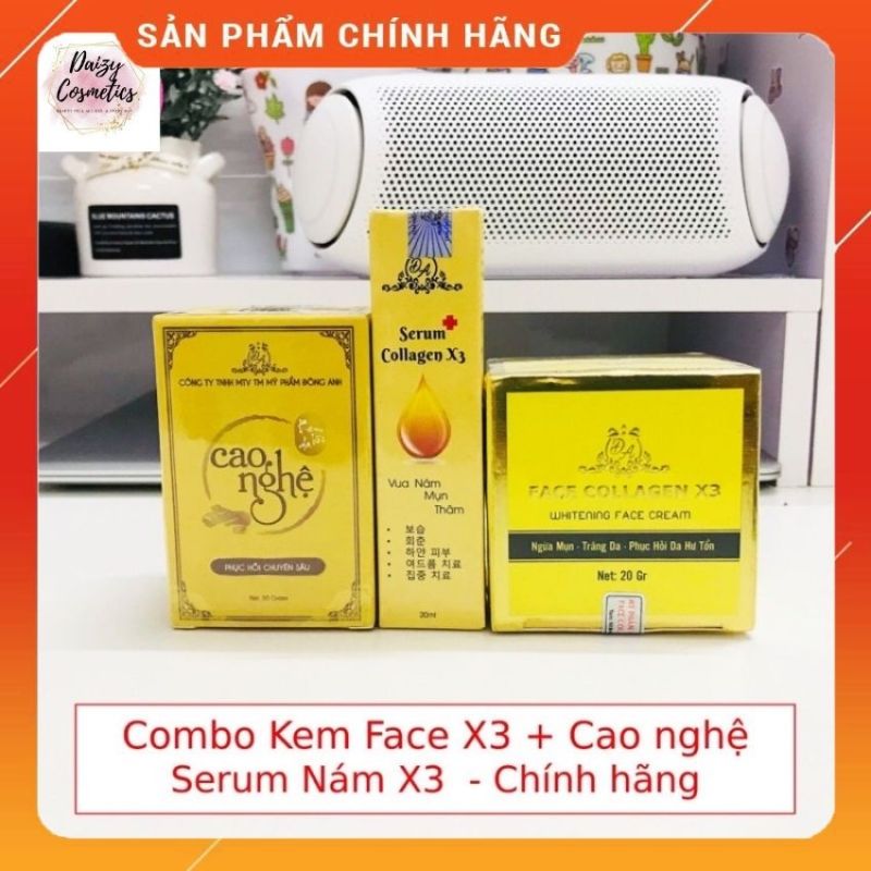 Combo Kem Face collagen X3 + Cao nghệ + Serum nám X3 - Hàng chính hãng Đông Anh nhập khẩu