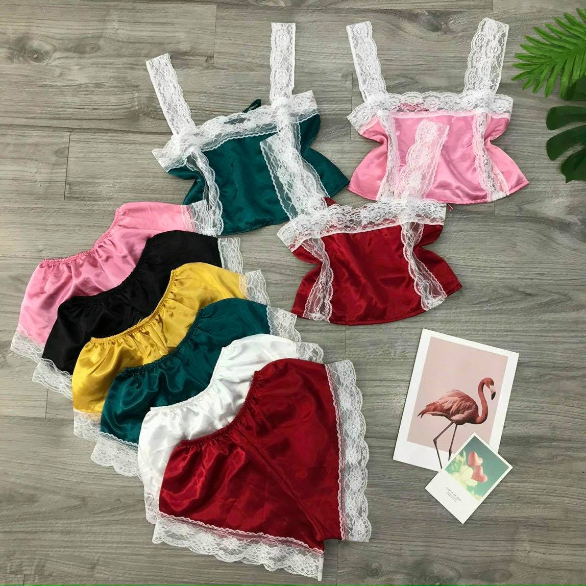 Đồ ngủ cực sexy cho nữ vải phi lụa phối ren