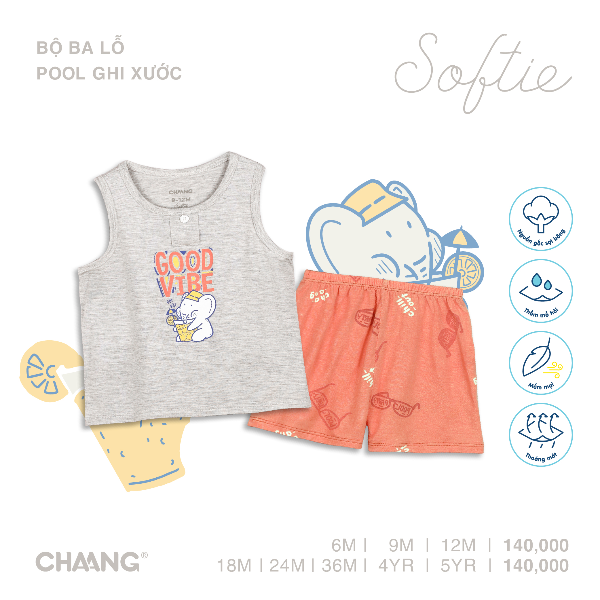 Bộ quần áo ba lỗ Pool Party Chaang