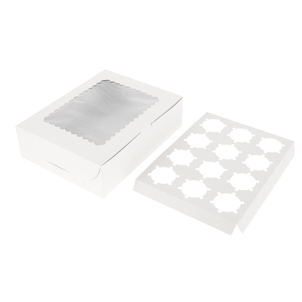 Hộp Giấy Kraf Đựng Bánh Trứng Tart, Bánh Cupcake 4 bánh, 6 bánh, 12 bánh Màu Trắng (10 Hộp)