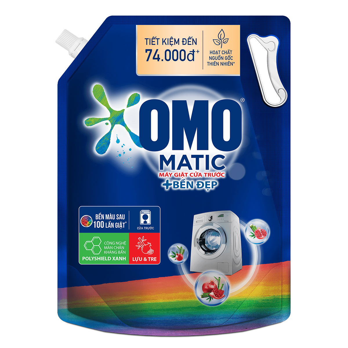 Nước giặt OMO Matic chuyên dụng Cửa Trước Bền Màu với tinh chất Lựu Tre 3.6kg