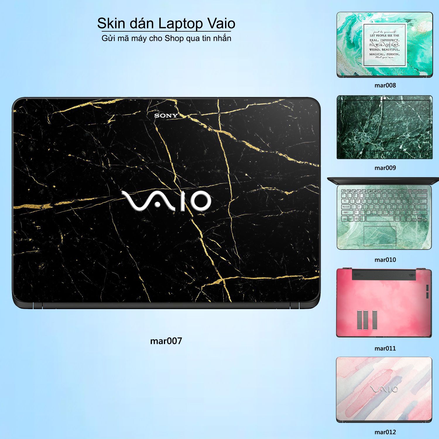 Decal Skin dán Laptop VAIO mẫu vân Marble (inbox mã máy cho shop)