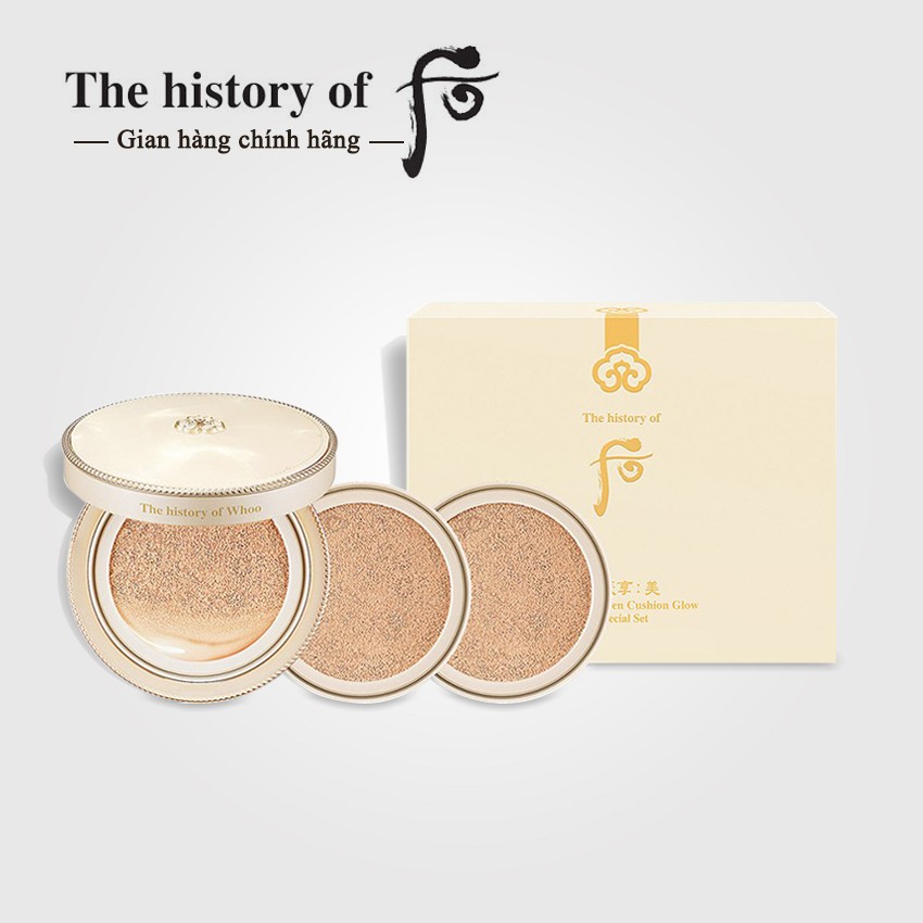 Bộ phấn nước Whoo Luxury Golden Cushion 15gx3ea - Bộ Phấn Son Whoo; phấn nước whoo vàng