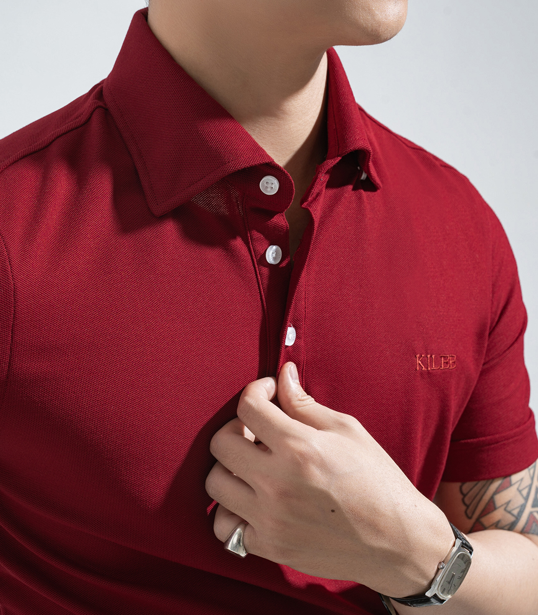 Áo Polo Đỏ Burgundy Cổ Widespread KILEE
