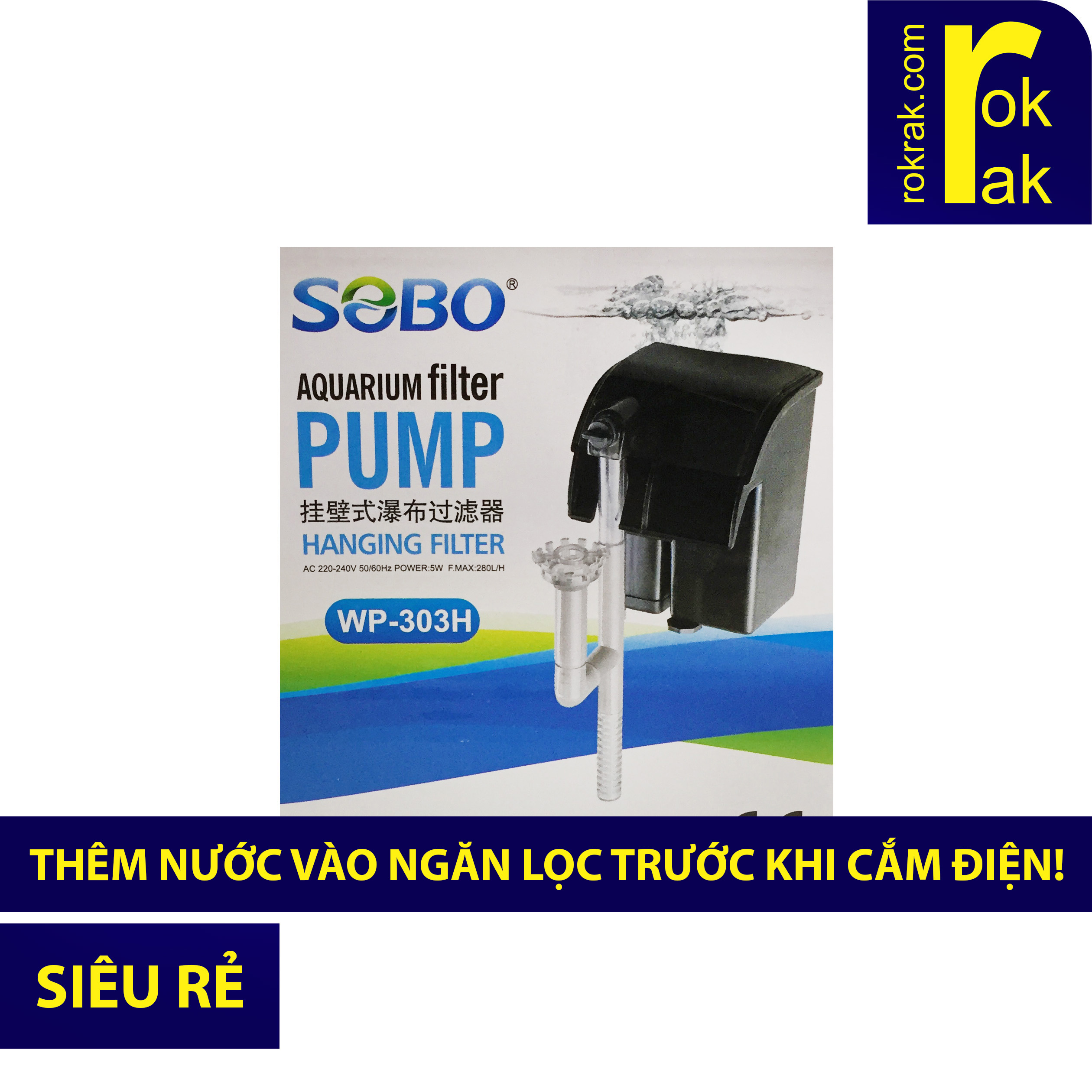 HCMMáy lọc thác cho bể cá mini Sobo WP-303H 303 cần mồi nước vào máy không