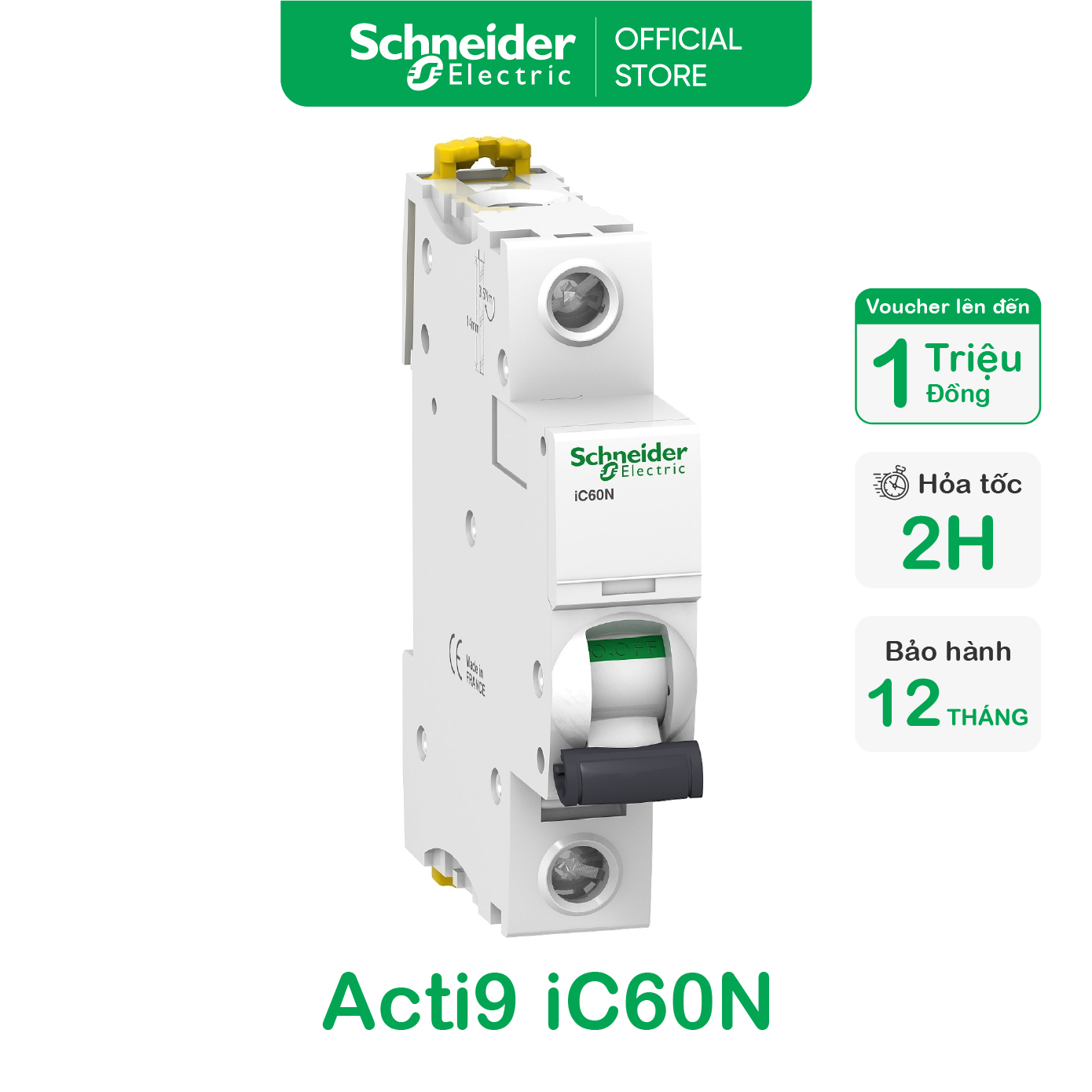 Cầu dao tự động mcb 1p 20a dòng cắt 6ka series ic60n dòng acti9 - schneider electric - a9f74104 a9f74106 a9f74110 a9f74116 a9f74120 a9f74125 a9f74132