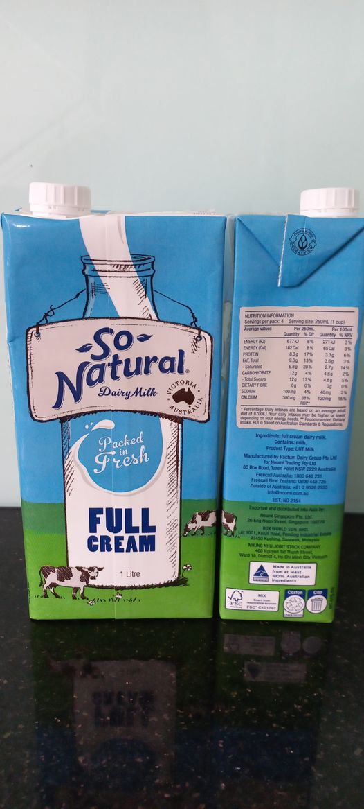 SỮA TƯƠI TIỆT TRÙNG NGUYÊN KEM SO NATURAL 1l