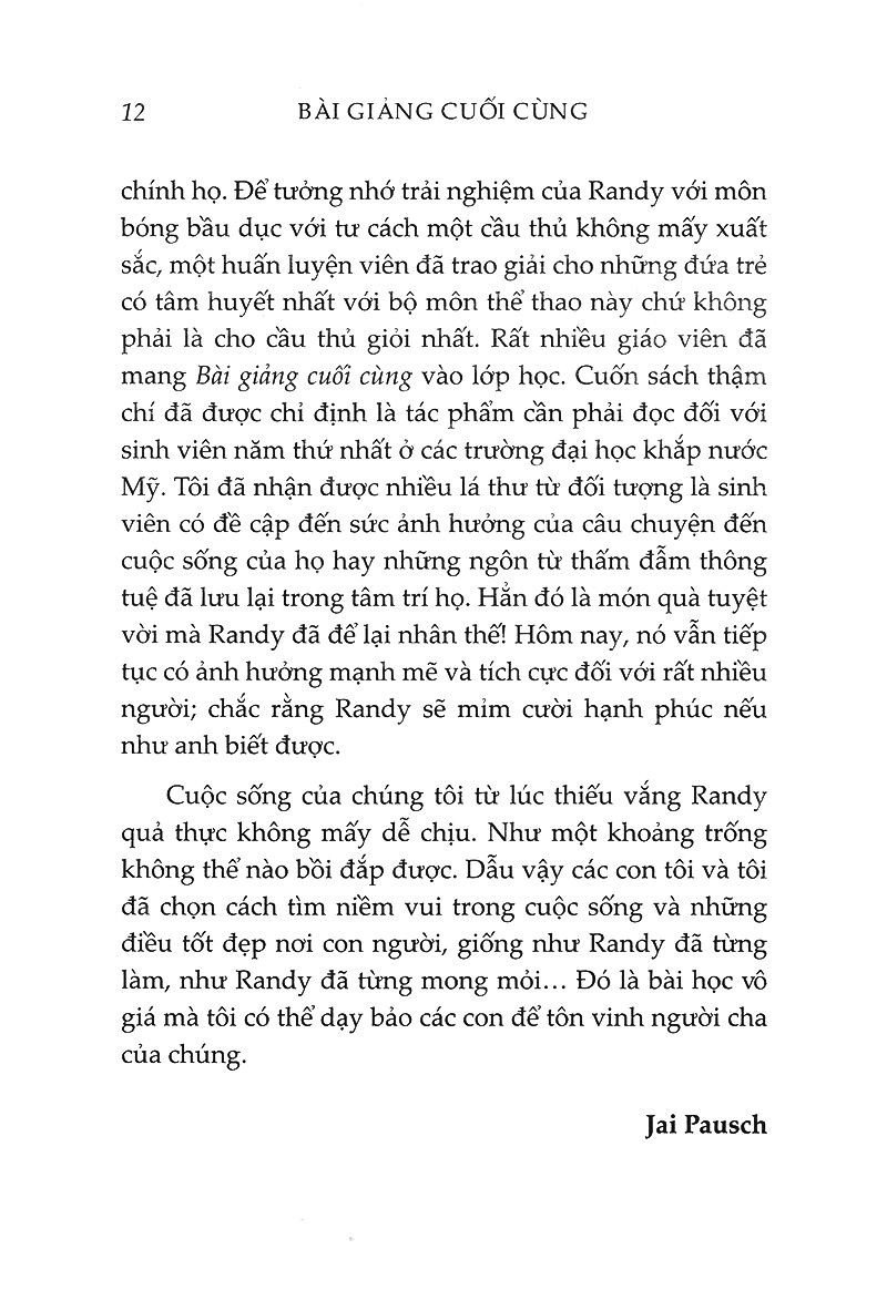 Bài Giảng Cuối Cùng (Randy Pausch, Jeffrey Zaslow)