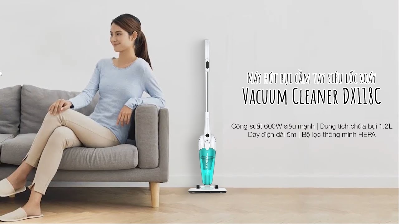 (MixHome HCM) Cây hút bụi mini cầm tay Deerma DX118C (Hàng chính hãng - bản nâng cấp 600W BH 12 tháng)