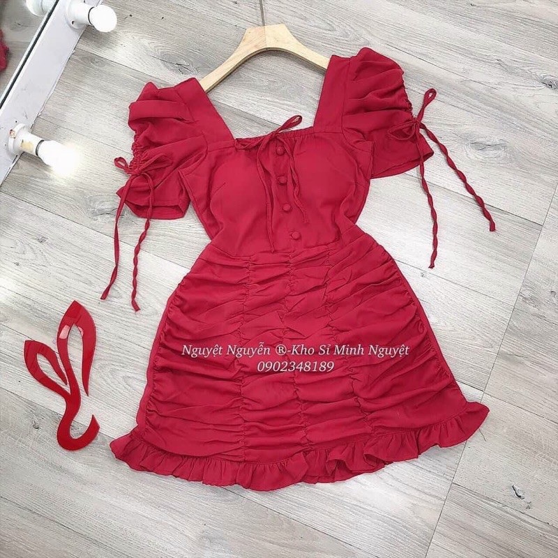 [HCM]Đầm Cổ U Nhún #Bigsize 60KG Đến 90KG