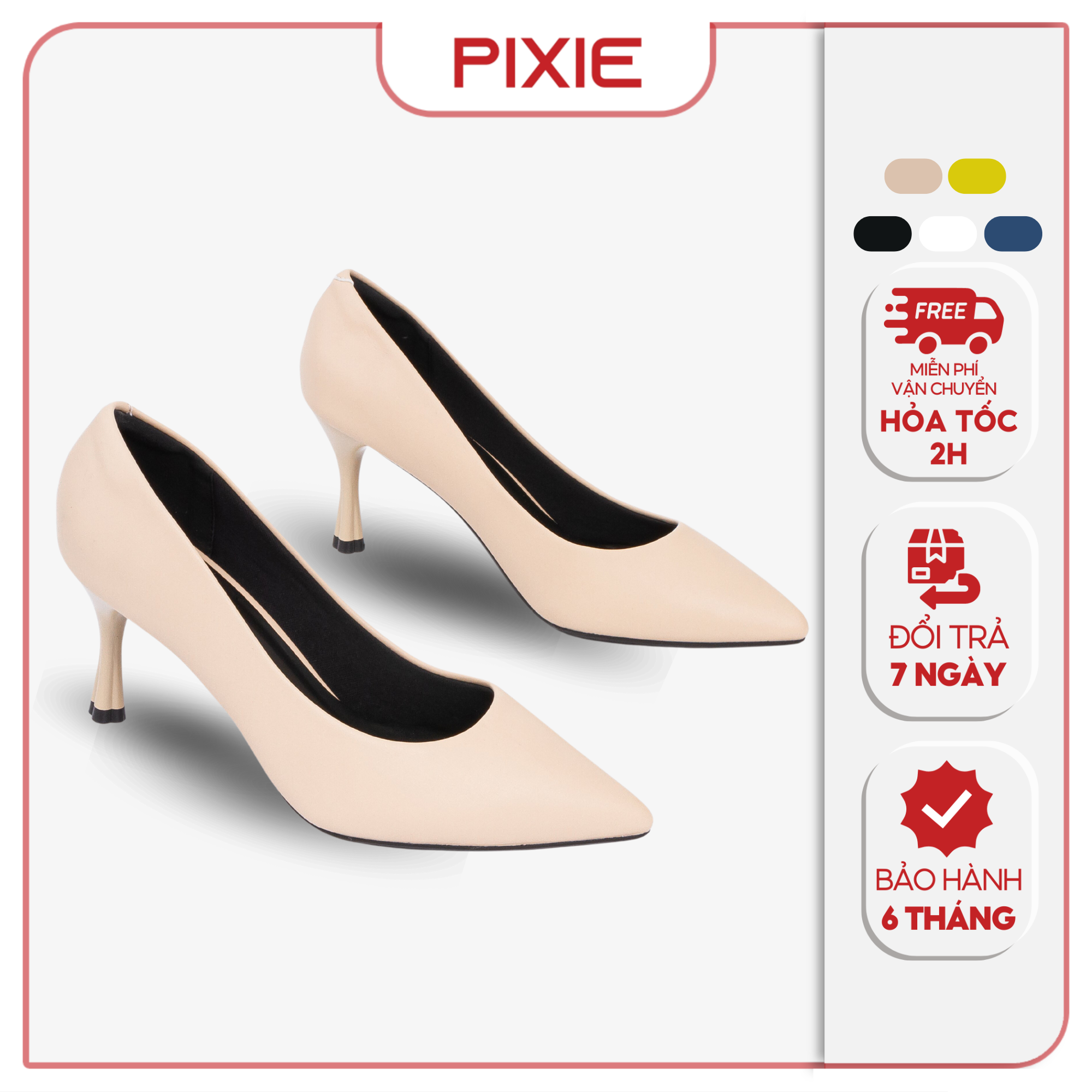 Giày Cao Gót 7cm Mũi Nhọn Gót Nhọn Pixie X457