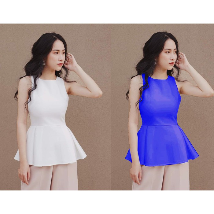 [HCM]ÁO PEPLUM CỔ TRÒN SÁT NÁCH SANG CHẢNH
