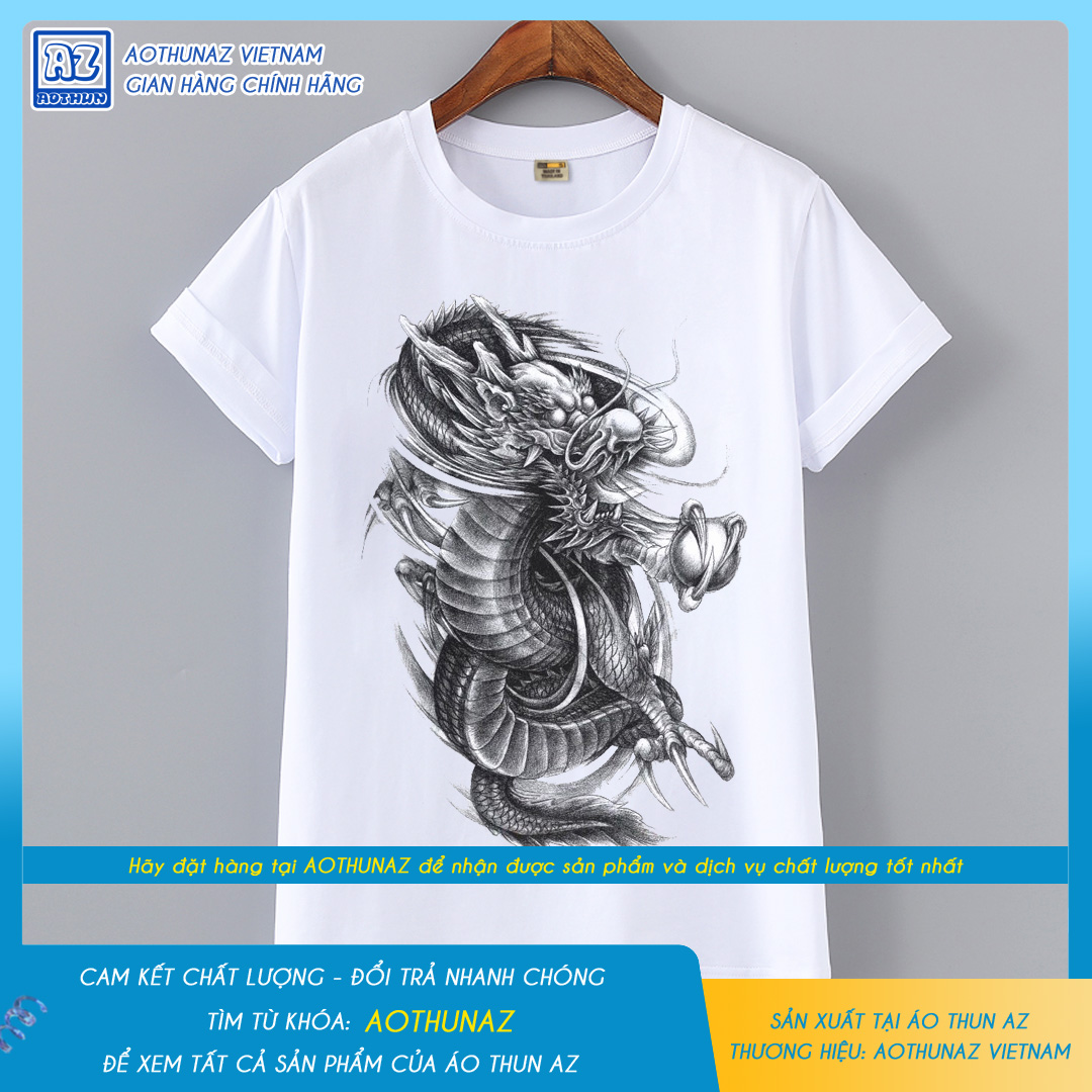 AOTHUNAZ - Áo thun nam nữ in hình Rồng Tattoo 3D phong cách Nhật Bản M453