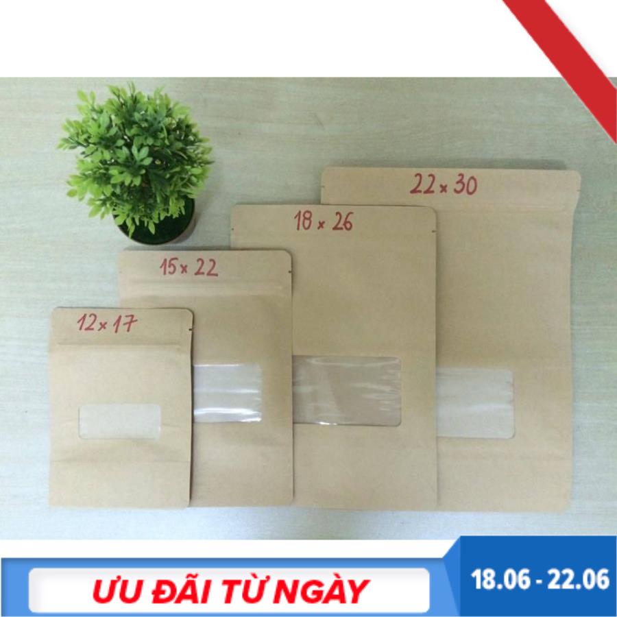 1 kg Túi Zip Giấy Kraft Có cửa sổ ( Đựng các loại hạt khô)