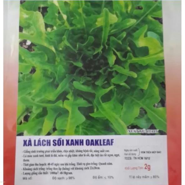 Hạt giống xà lách sồi xanh oakleaf - gói 2 gram