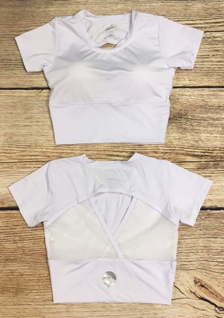 Áo croptop phối lưới lưng có mút sẵn