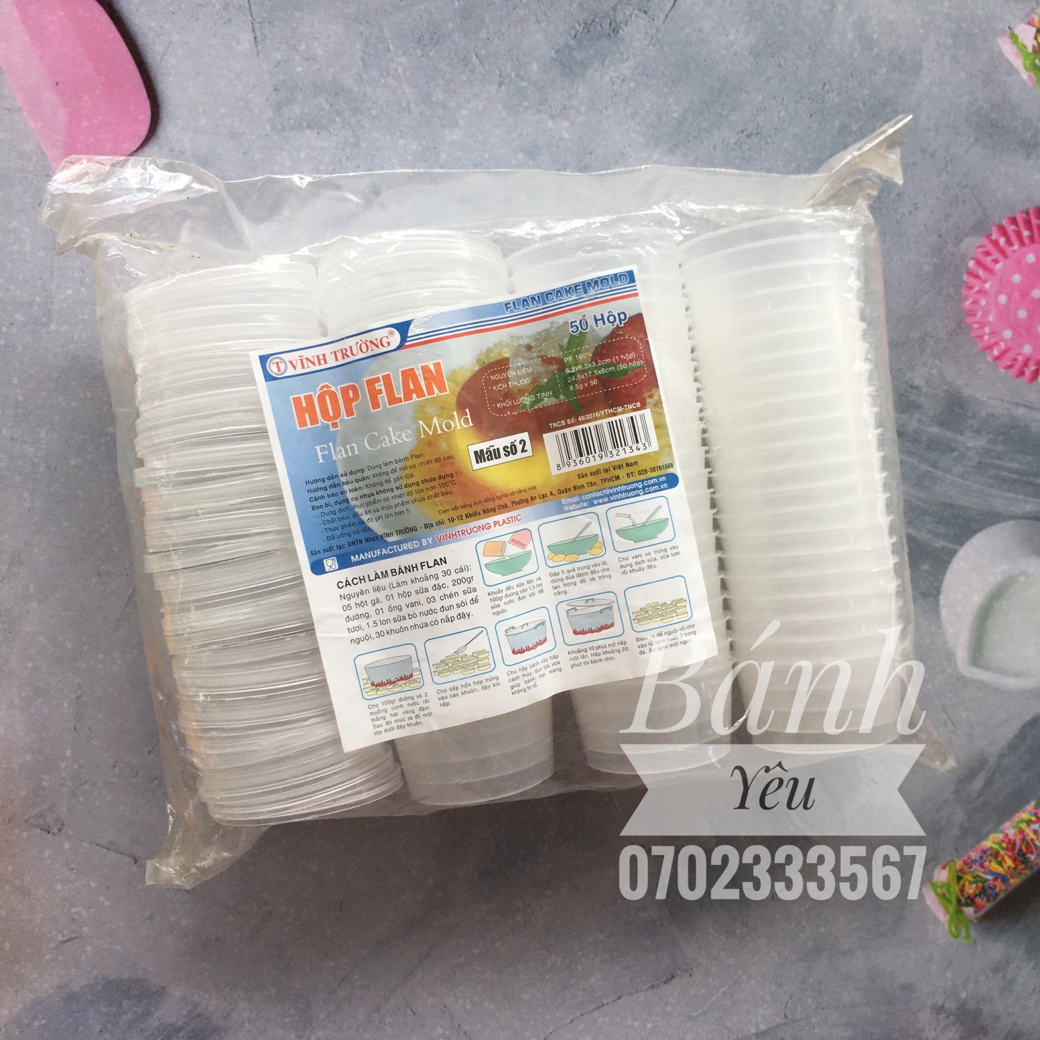 Hộp bánh Flan Tròn - mẫu 2 ( lốc 50 cái )