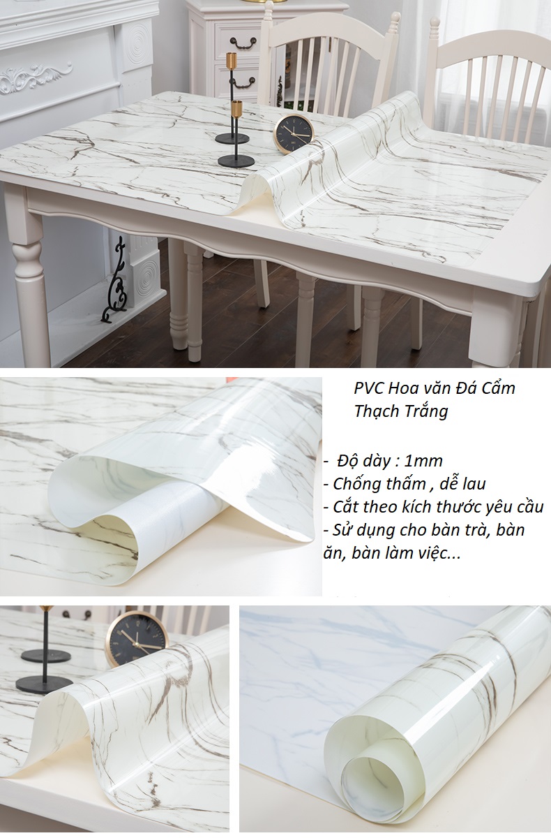 Khăn trải bàn pvc cẩm thạch trắng