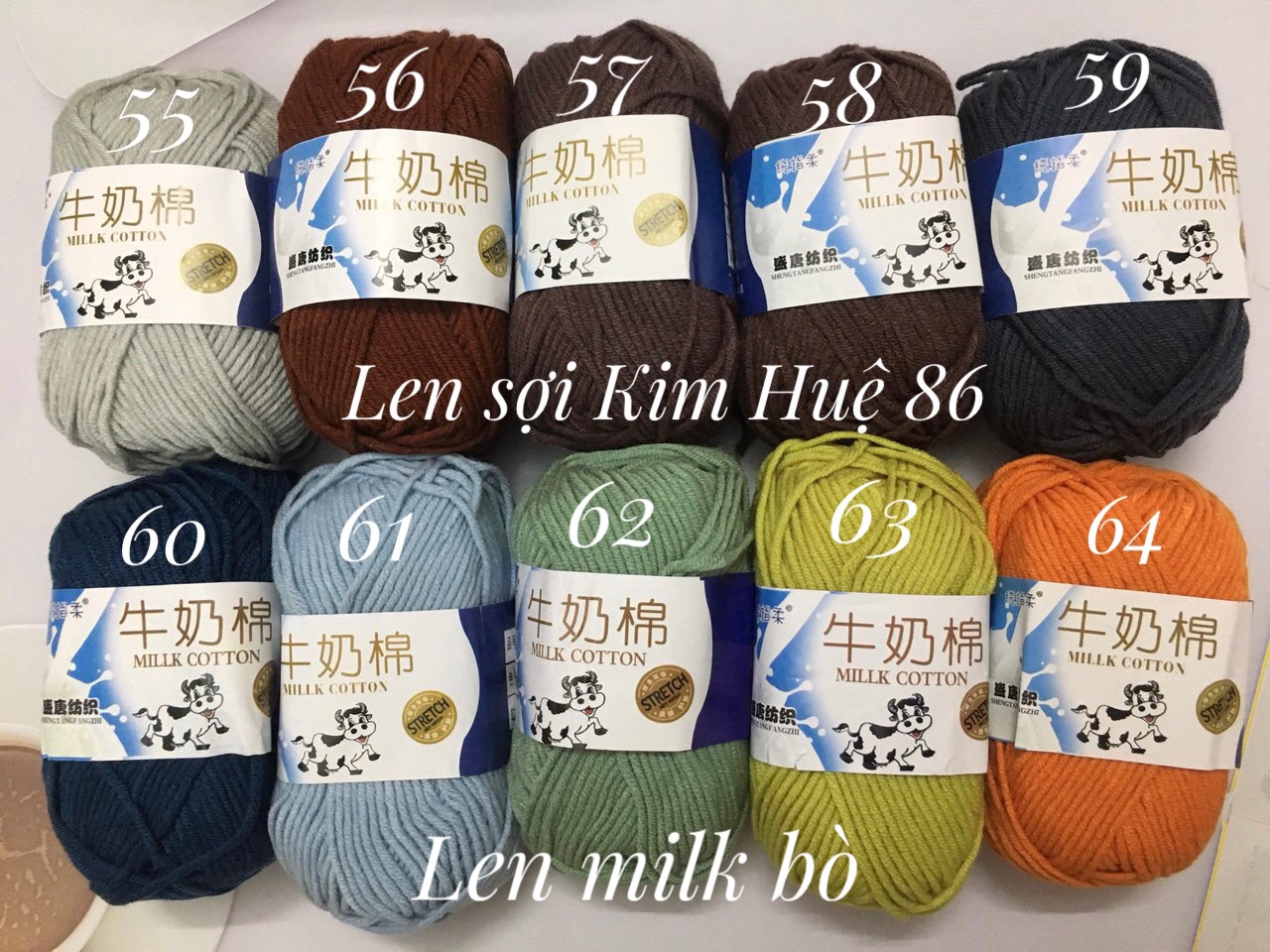 Len milk bò 50gr ( từ màu 01 đến màu 50)