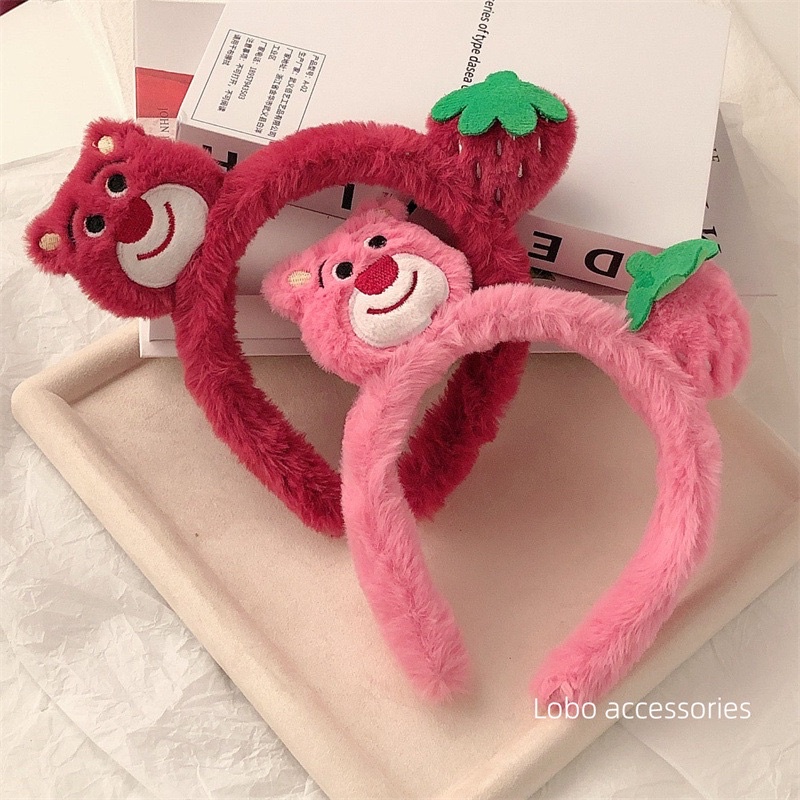 Cài tóc gấu dâu tây hồng lotso dễ thương
