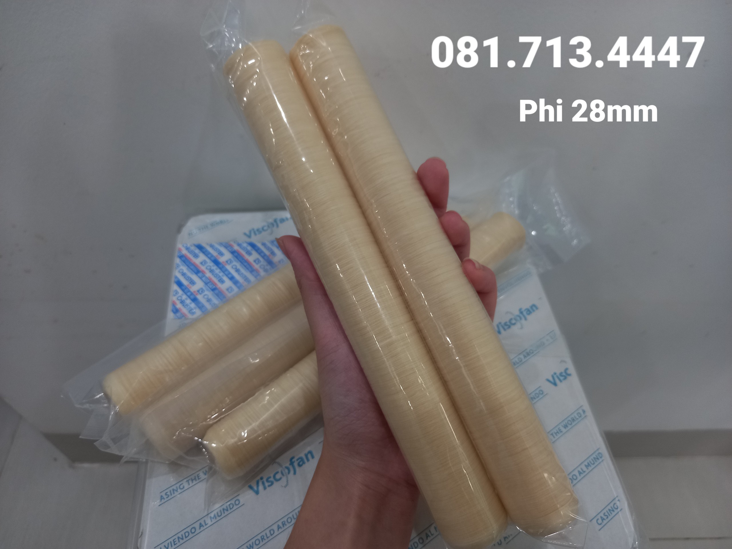 (Chỉ 35k-từ 3cây) vỏ xúc xích phi 28mm Collagen Viscofan