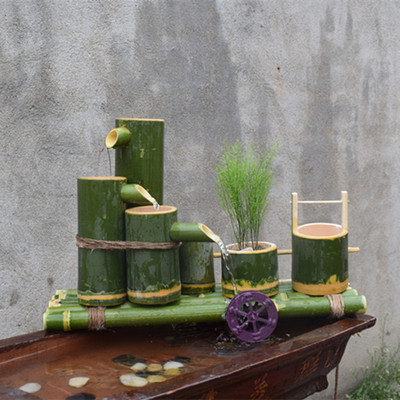 thác nước tiểu cảnh bằng tre