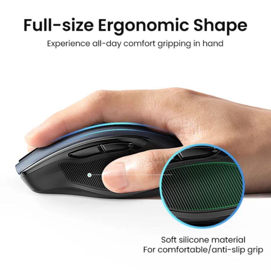 Ugreen 2.4g wireless mouse ergonomic mice 4000 dpi 6 mute buttons
