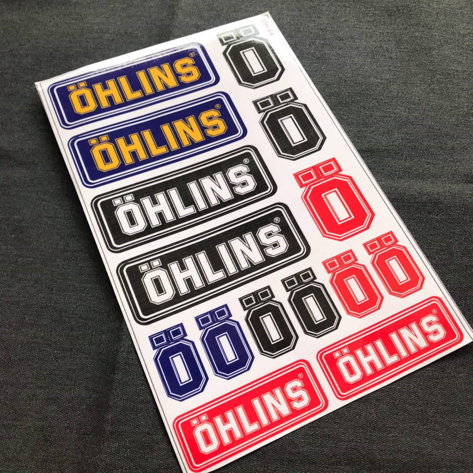 TEM OHLIN TẤM CHO XE MÁY SIÊU NGẦU (CHỮ OHLIN+LOGO OHLIN)