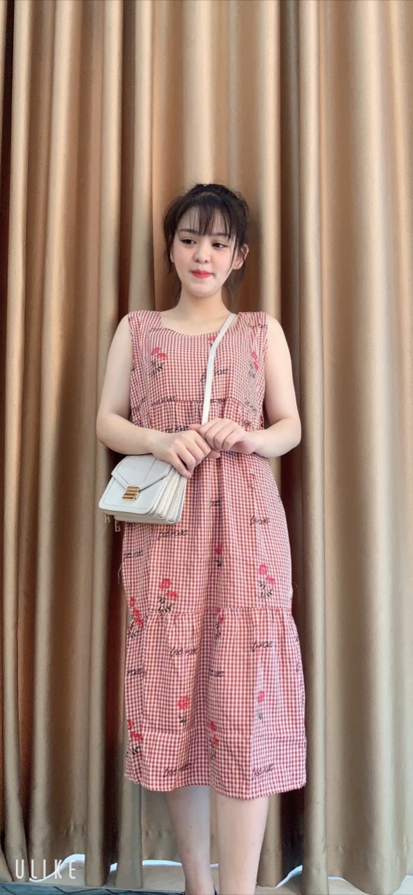 Váy bầu thô hai dây sát nách hoa mới