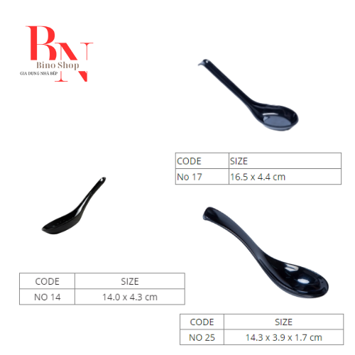 Muỗng Nhựa Cơm Melamine Màu Đen