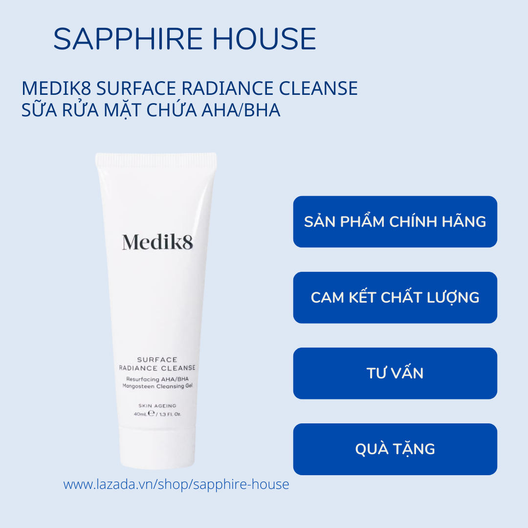 Sữa rửa mặt Medik8 Surface Radiance Cleanse 150ml/500ml
