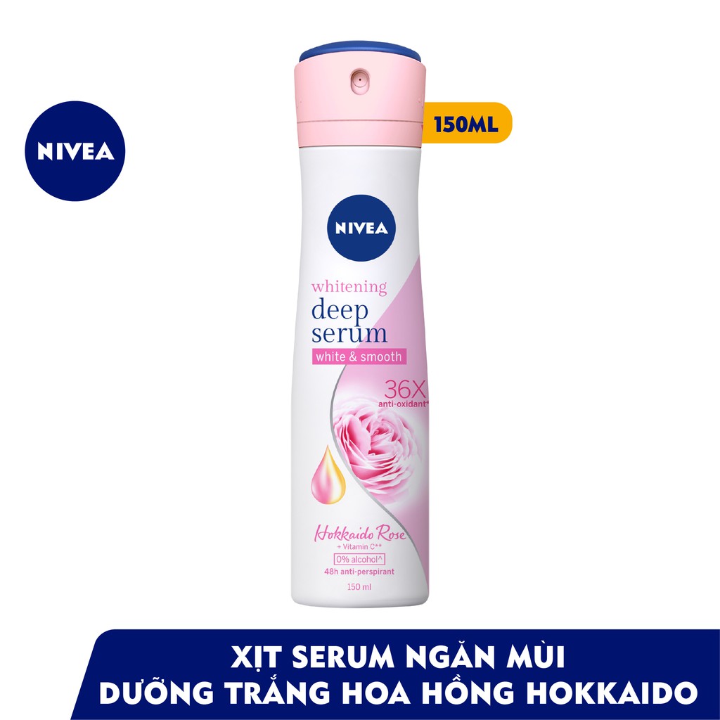 Xịt Ngăn Mùi Serum Dưỡng Trắng Da Nivea Whitening Deep Serum 48H Anti-Perspirant 150ml