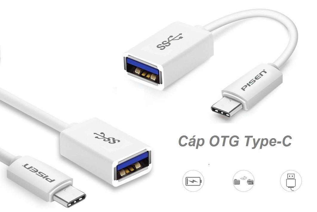 [HCM]Cáp OTG PISEN Cổng TYPE C 15CM - BH 3 tháng 1 đổi 1 - Hoàng Yến Computer