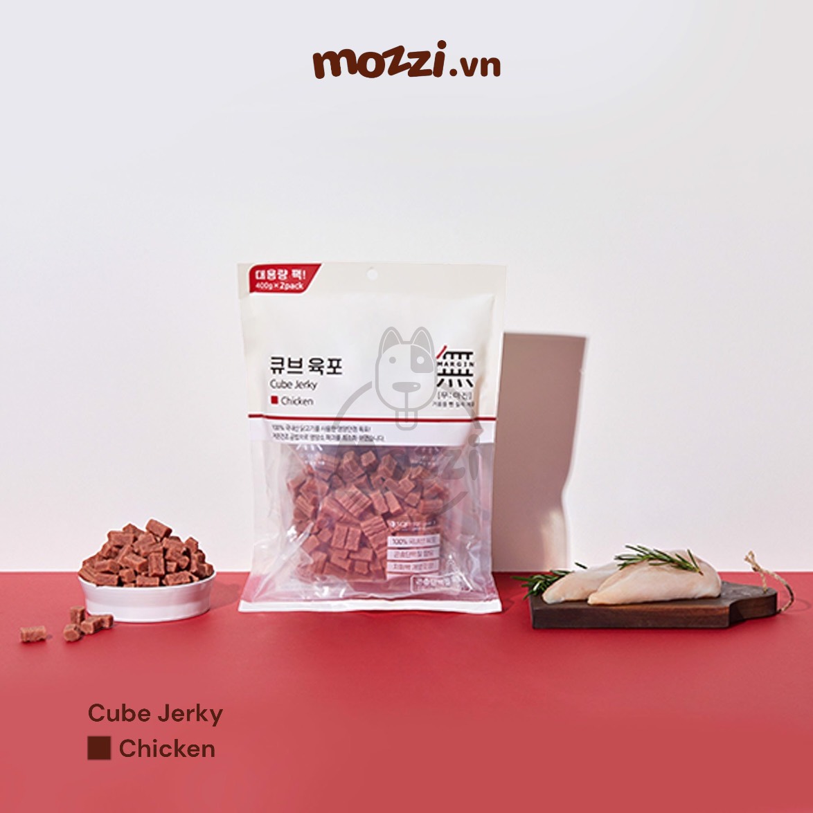Snack cho chó Thịt viên sấy mềm Bowwow Cube Jerky