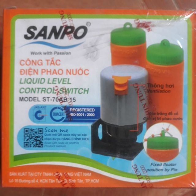 Phao điện Sanpo ST-70AB chính hãng, công tắc điều chỉnh hoạt động của máy bơm nước