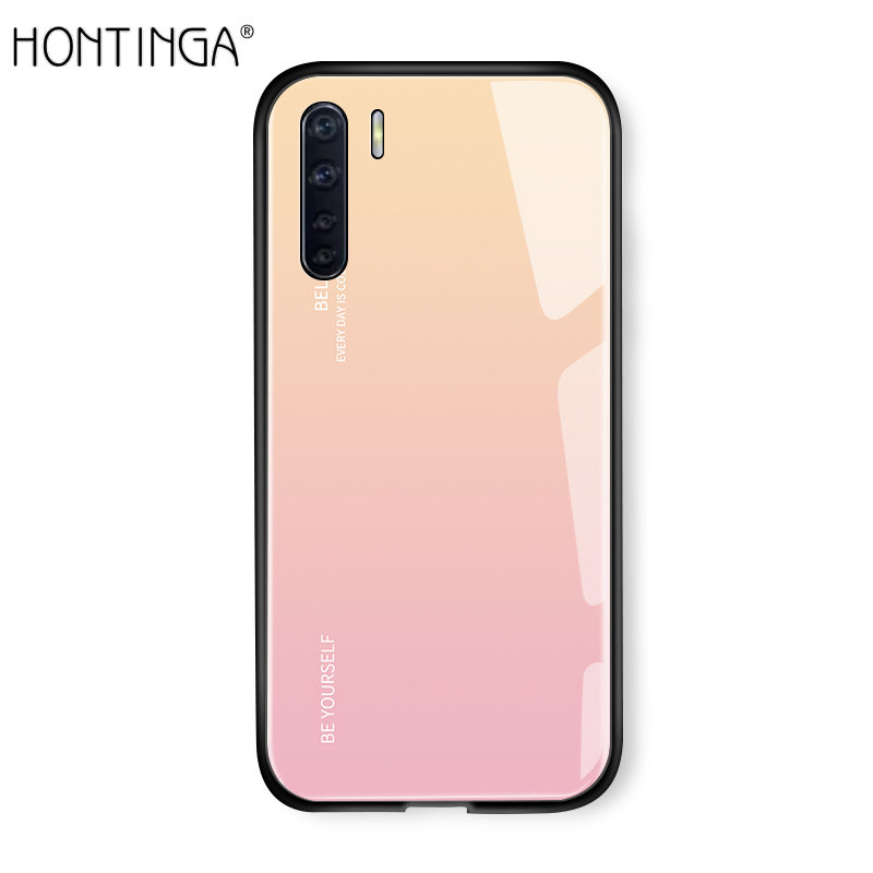 Honinga Dành Cho OPPO, Ốp A91 2020 Vỏ Cầu Vồng Aurora Sang Trọng, Ốp Dòng Gradient Ốp Lưng Điện Thoại Bằng Kính Cường Lực Chống Sốc Ốp Lưng