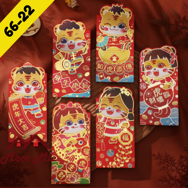 [HCM]Lốc 6 bao lì xì Tết Quý Mão cách điệu, độc đáo, giấy dày, họa tiết in nổi 3D, câu chúc ánh vàng nổi bật - LX016