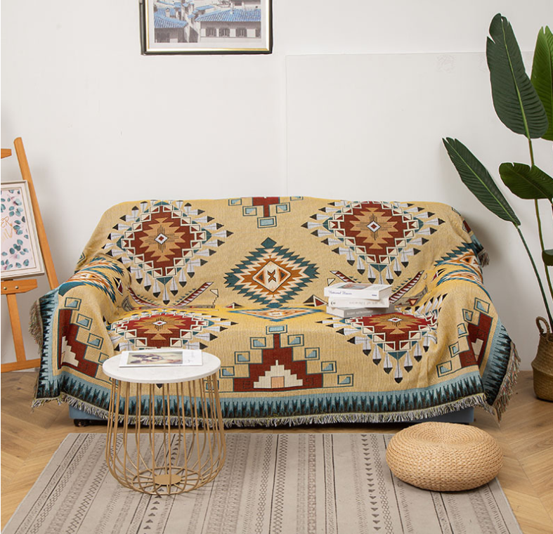 [HCM]THẢM TRẢI SOFA THẢM TRẢI SÀN KHĂN PHỦ SOFA VINTAGE VÀNG