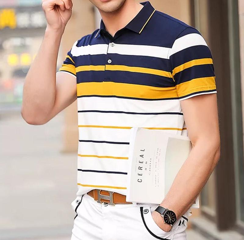[HCM]Áo thun nam phối sọc cao cấp ST005