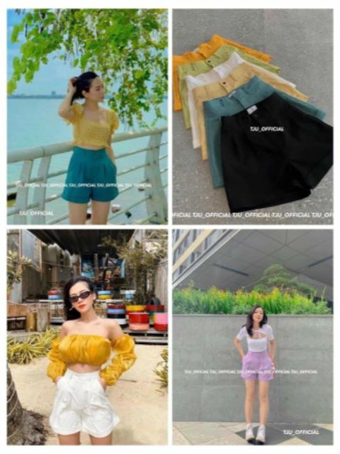 Quần Short  Nữ Lưng Cao Gập Gấu ( Mã 1017)