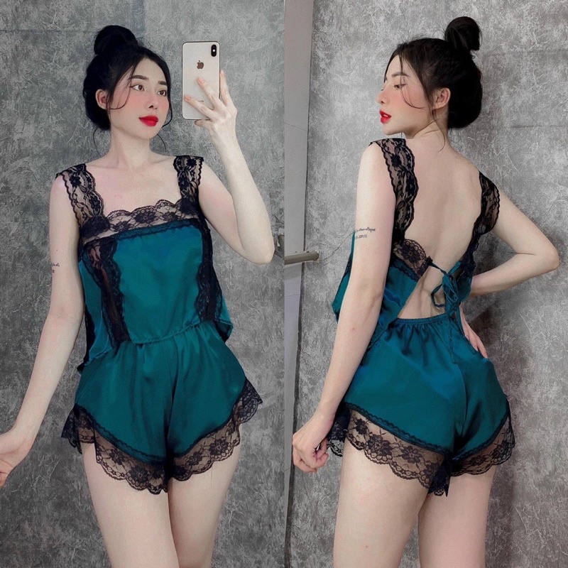 Đồ ngủ sexy phối ren,Đồ ngủ sexy phi lụa cột dây (ảnh +video thật)