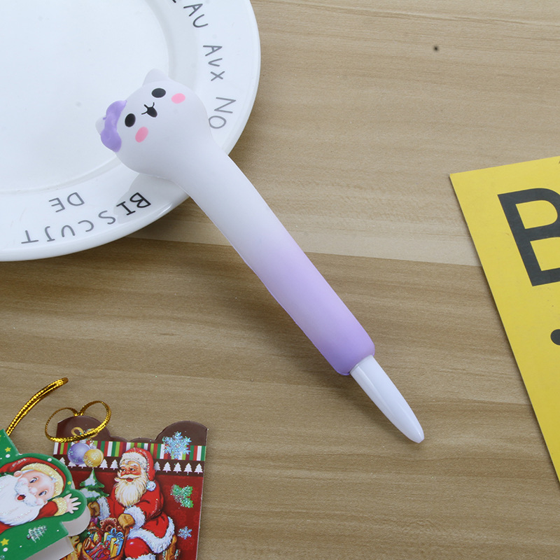 Combo 2 bút squishy gel mực đen - Mèo đeo nơ