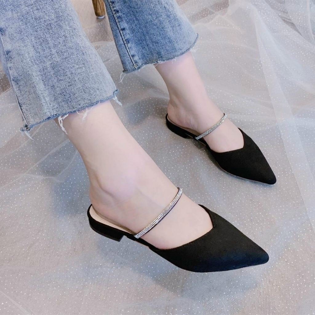 Sục nữ mũi nhọn quai đá lấp lánh M02