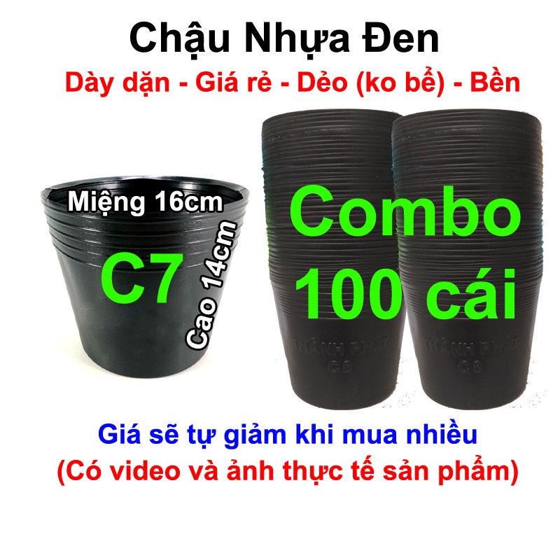 100 chậu nhựa trồng hoa, cây cảnh c7