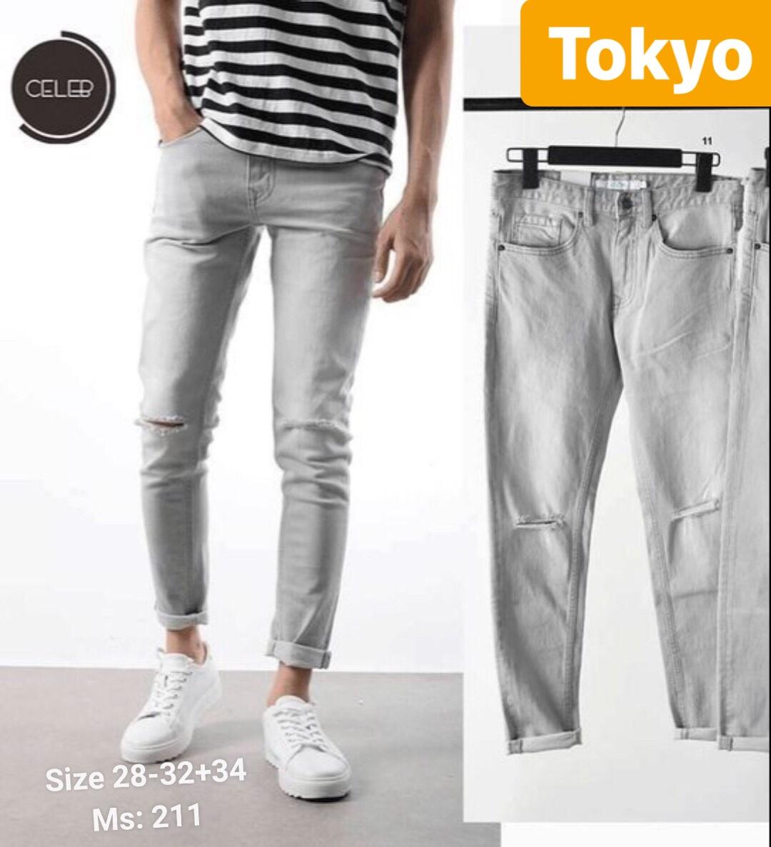 QUẦN JEAN NAM CHẤT BÒ XANH TRẮNG RÁCH GỐI TOKAMA NỔI TIẾNG CJ-211 - TOKYO FASHION
