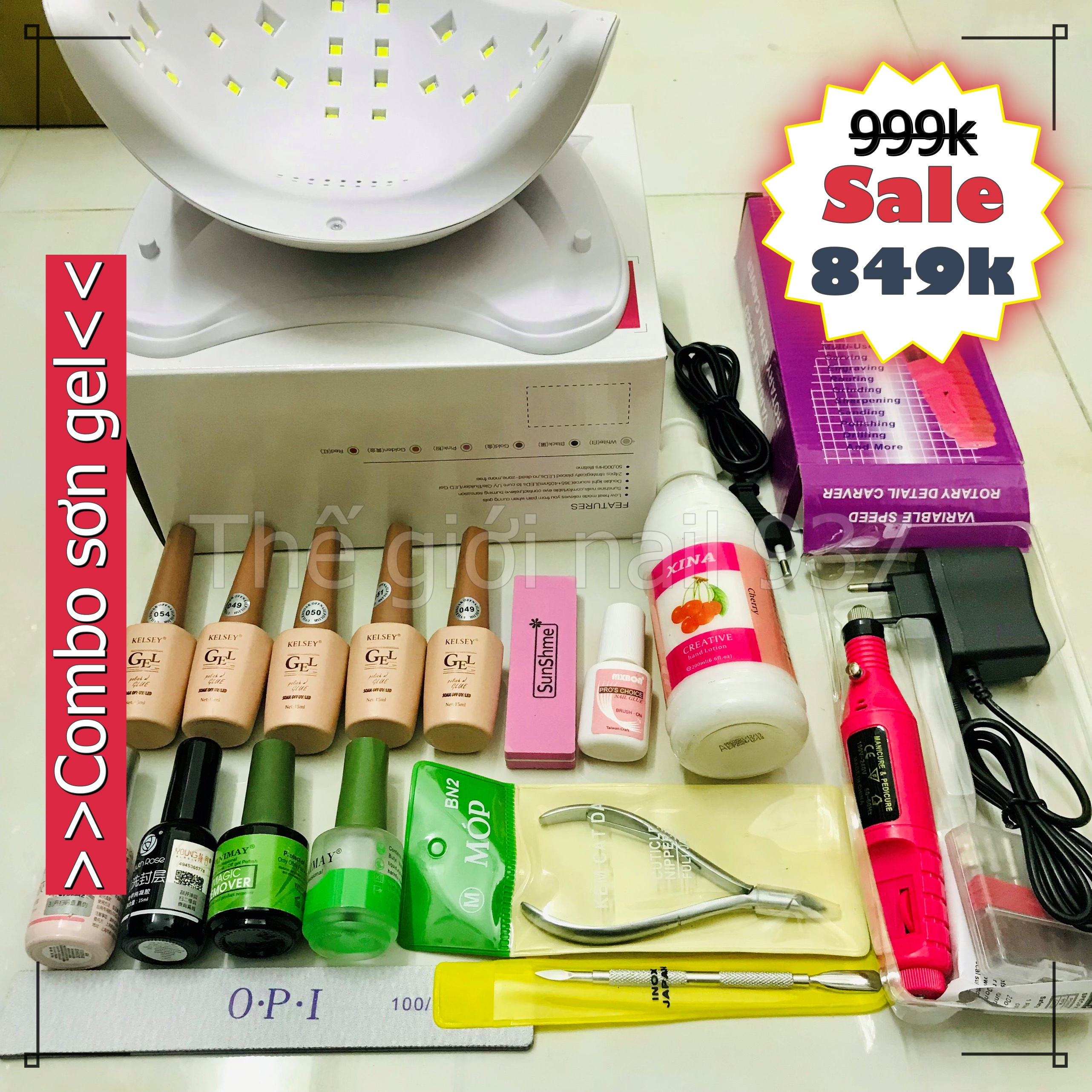 Combo đồ làm nail cơ bản 849k - (Combo làm sơn gel cá nhân ) - Mini Nails