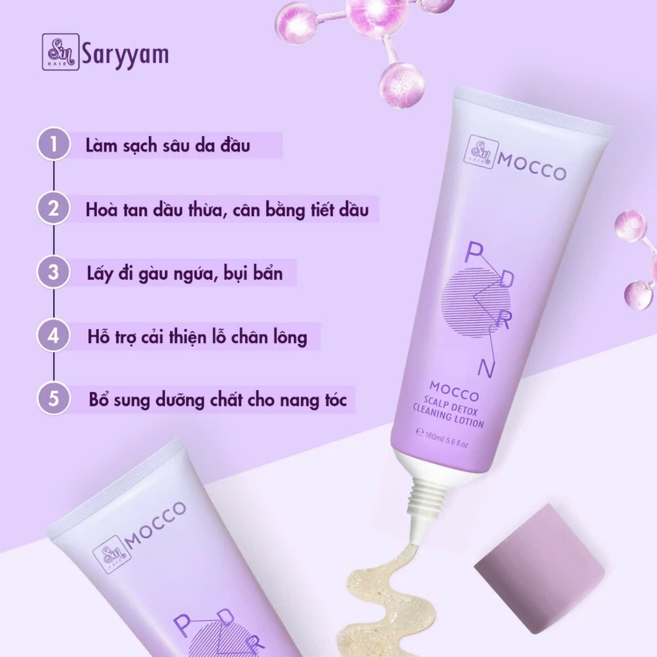 MUỐI TẨY TẾ BÀO CHẾT DA ĐẦU CHO TÓC SARYYAM SINHAIR 160ML