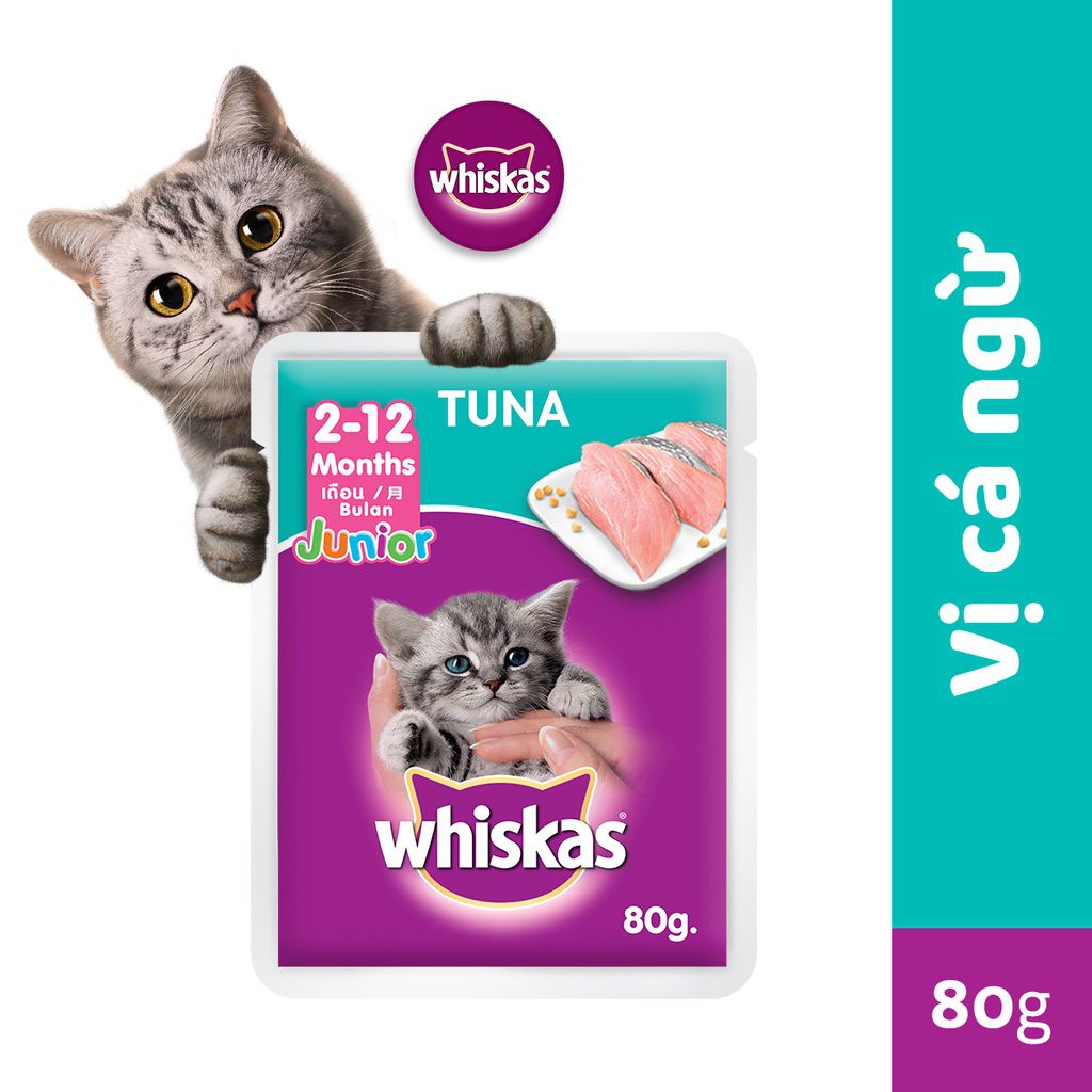 WHISKAS PATE GÓI 80g (MÈO LỚN-MÈO CON)
