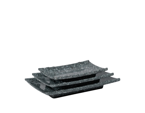 Dĩa Nhựa Melamine Vân Đá Kem/Đen (DCN57)