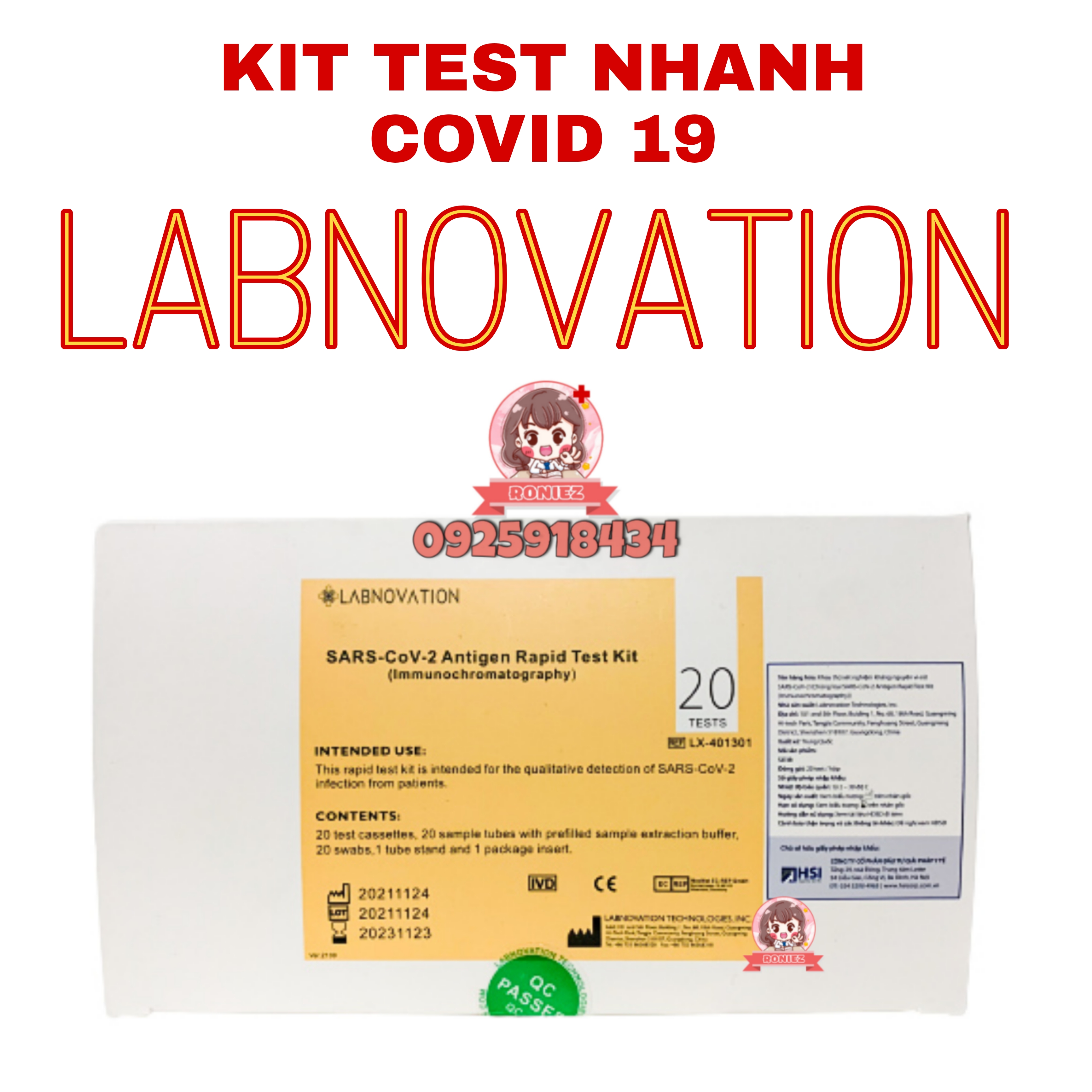 Combo 10 bộ kit test nhanh Covid 19 Labnovation  test mũi  tại nhà